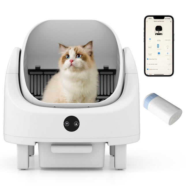 Self-Cleaning Cat Litter Box with APP Control & Open Top