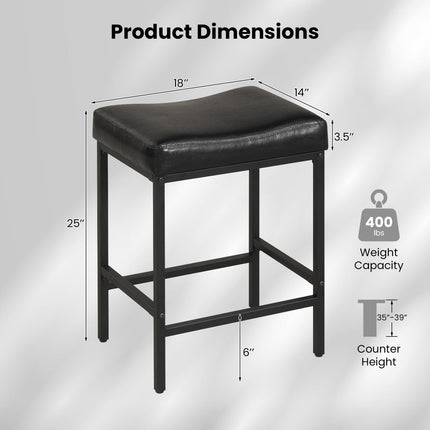 Set of 2 25 Inch Counter Height Bar Chairs for Kitchen Island