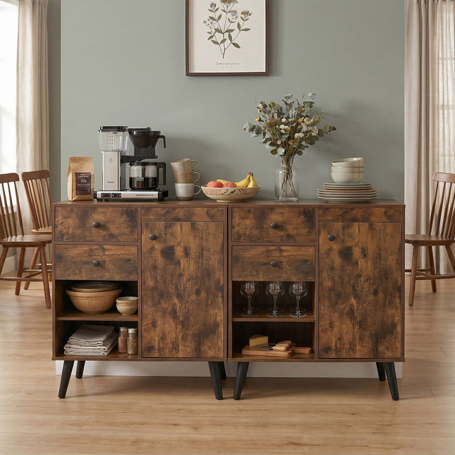 31" Buffet Cabinet Set of 2 with Drawers and Shelves