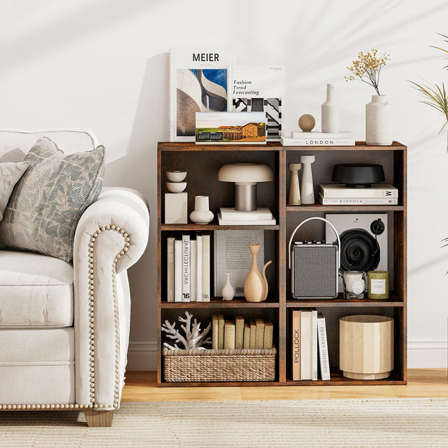 Set of 2 3-Tier Cube Bookcase with Adjustable Shelves for Home Office