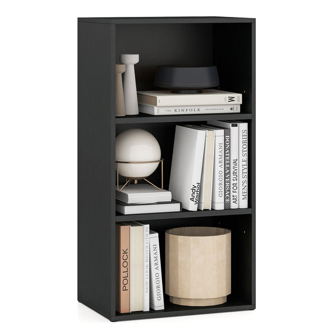 Set of 2 3-Tier Cube Bookcase with Adjustable Shelves for Home Office