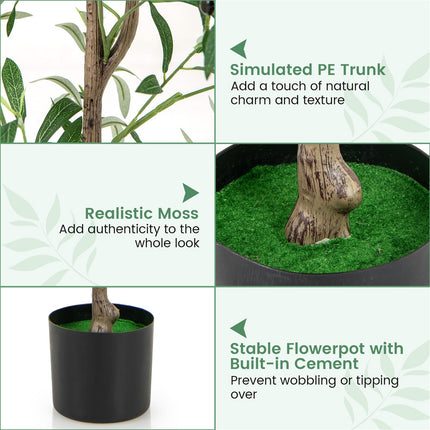 4.5 Feet Tall Artificial Olive Tree Fake Potted Trees with Realistic Fruits-Set of 2