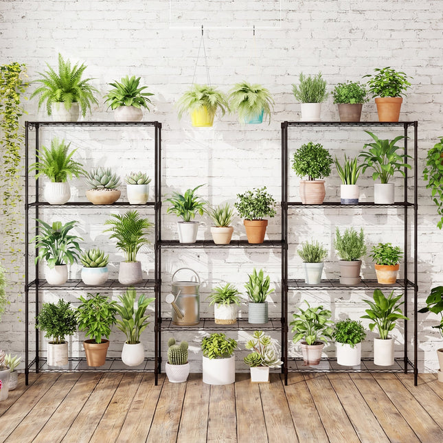 Set of 2 5-Tier Metal Storage Shelving Unit with V-Shaped Wire Rack and 1250 LBS Capacity-Black