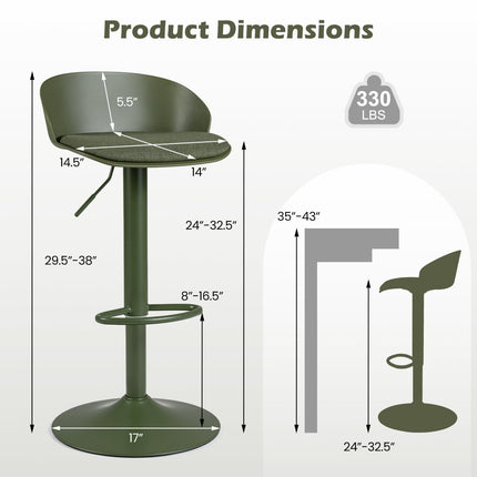 Adjustable Swivel Bar Stools Set of 2 with Back & Footrest