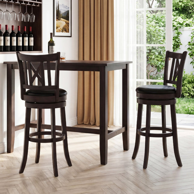 Swivel Bar Stools Set of 2 with Backrest - 30 Inch