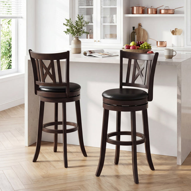 Swivel Bar Stools Set of 2 with Backrest - 30 Inch