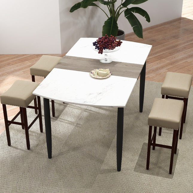 29 Inch Set of 2 Height Upholstered Bar Stool with Solid Rubber Wood Legs and Footrest-Gray