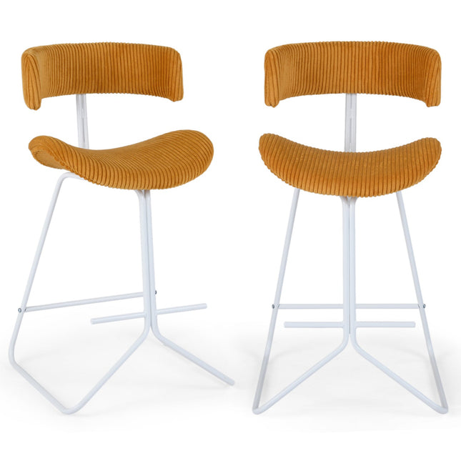 Set of 2 Counter Height Stools 25 Inch Armless Barstools with Padded Seat and Footrest