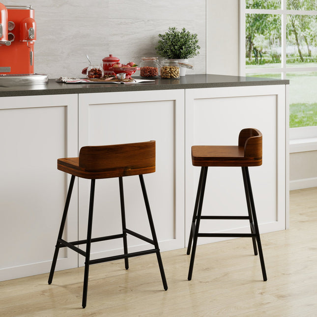 Counter Height Bar Stool Set with Low Back and Footrest