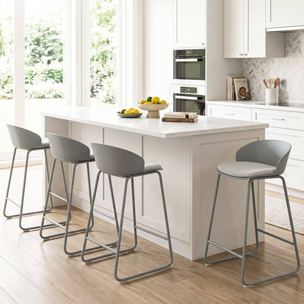 Counter Height Bar Stools Set of 2 with Curved Backrest