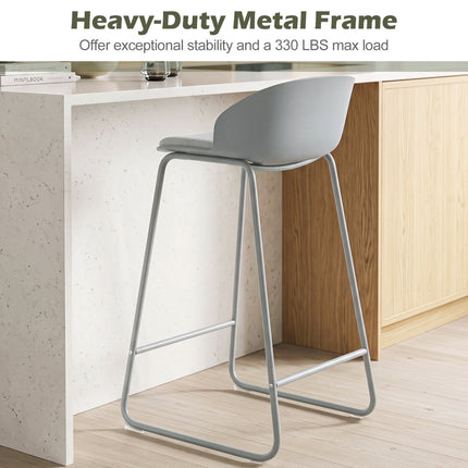 Counter Height Bar Stools Set of 2 with Curved Backrest