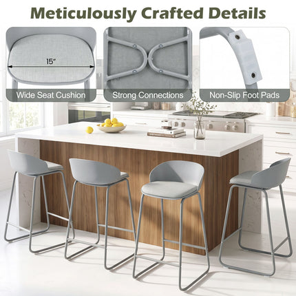 Counter Height Bar Stools Set of 2 with Curved Backrest