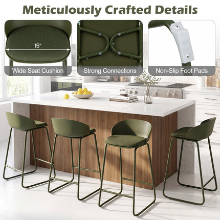Counter Height Bar Stools Set of 2 with Curved Backrest