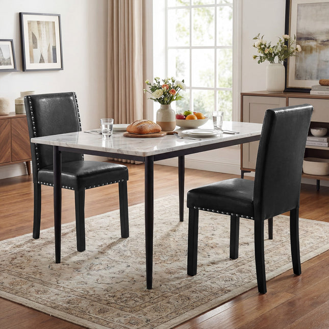 Set of 4 Dining Chairs with Solid Rubber and Wood Legs