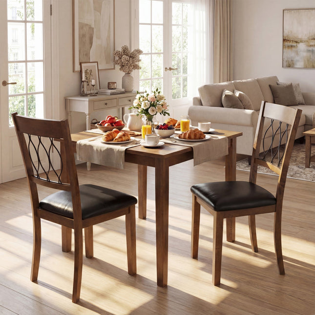 Set of 2 Dining Chair Fabric/Faux Leather Upholstered with Padded Seat