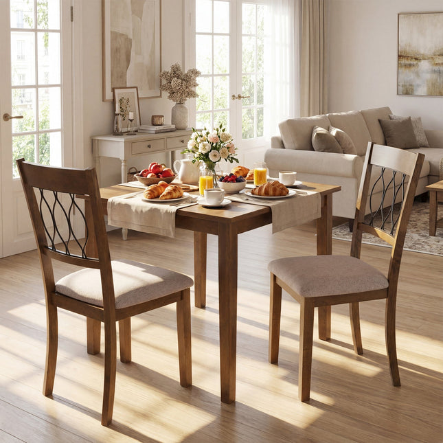 Set of 2 Dining Chair Fabric/Faux Leather Upholstered with Padded Seat