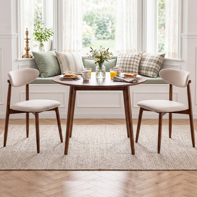 Upholstered Dining Chairs with Curved Back, Set of 2
