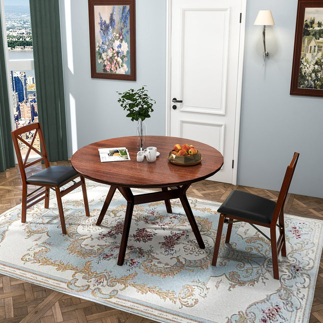 Set of 2 Folding Dining Chairs with 400 LBS Capacity-Brown