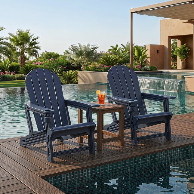 HDPE Adirondack Chairs Set of 2 with Cup Holders