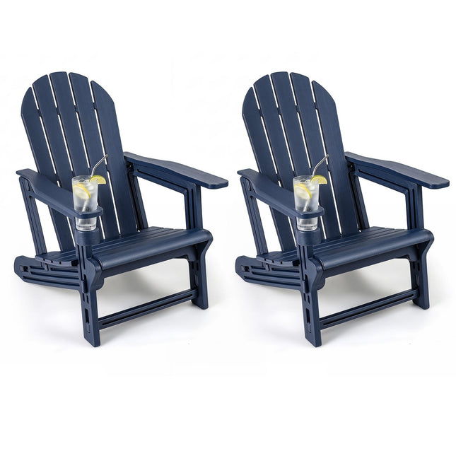 HDPE Adirondack Chairs Set of 2 with Cup Holders