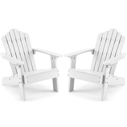 Set of 2 Kids Adirondack Chairs All-weather Outdoor Chairs for Children with Tilted High Backrest