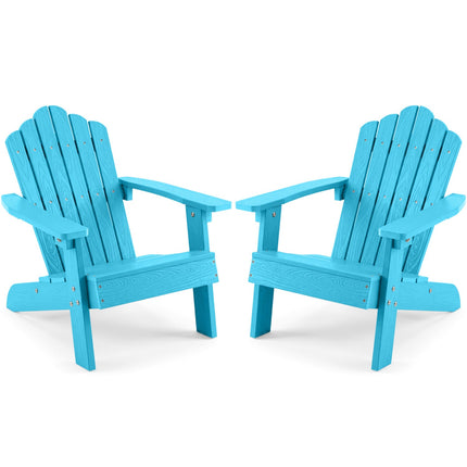 Set of 2 Kids Adirondack Chairs All-weather Outdoor Chairs for Children with Tilted High Backrest