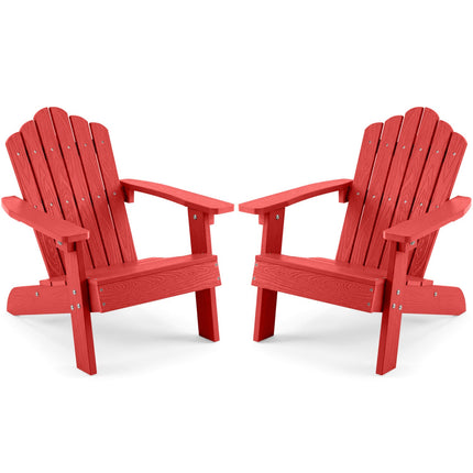 Set of 2 Kids Adirondack Chairs All-weather Outdoor Chairs for Children with Tilted High Backrest