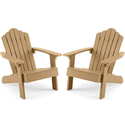 Set of 2 Kids Adirondack Chairs All-weather Outdoor Chairs for Children with Tilted High Backrest
