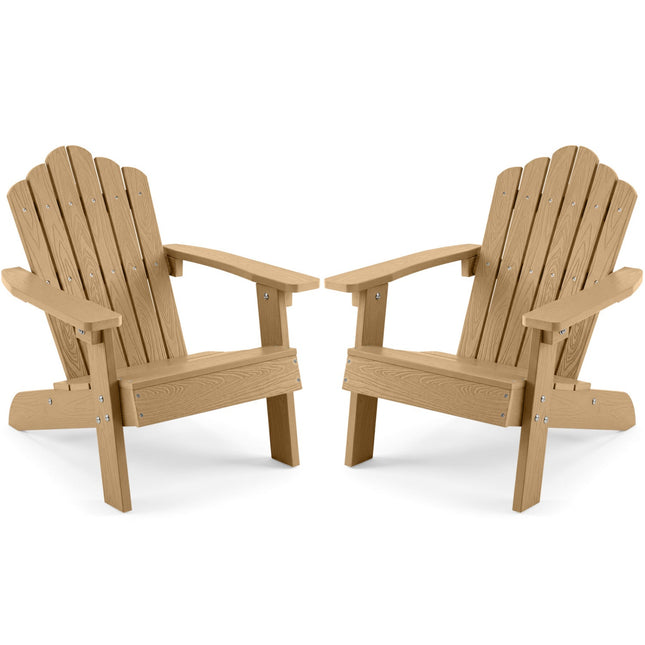 Set of 2 Kids Adirondack Chairs All-weather Outdoor Chairs for Children with Tilted High Backrest