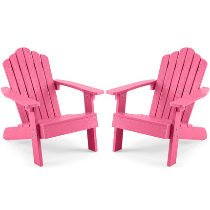 Set of 2 Kids Adirondack Chairs All-weather Outdoor Chairs for Children with Tilted High Backrest