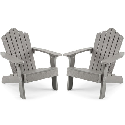 Set of 2 Kids Adirondack Chairs All-weather Outdoor Chairs for Children with Tilted High Backrest