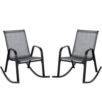 Set of 2 Metal Patio Rocking Chair with Breathable Seat Fabric