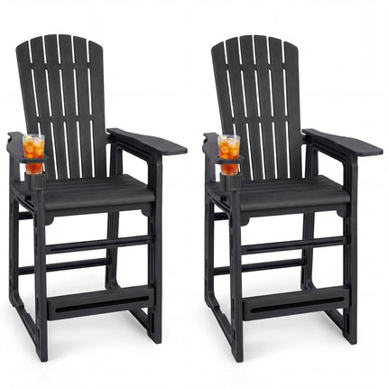 Outdoor Bar Stool Set of 2 with Backrest and Armrests 29"