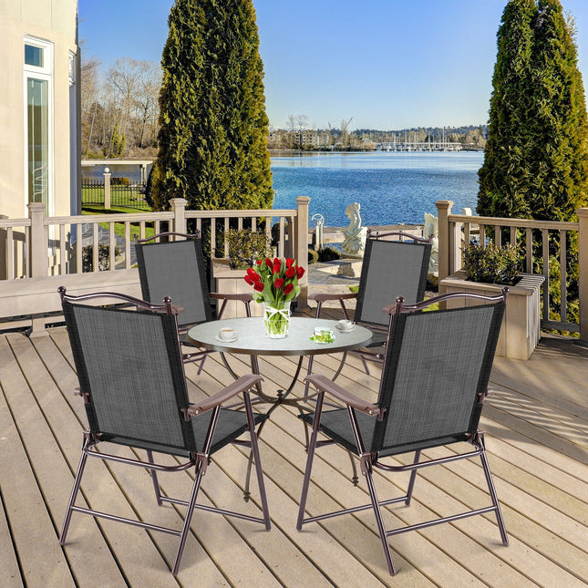 Set of 2 Patio Folding Sling Back Camping Deck Chairs