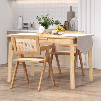 Set of 2 Rattan Accent Chairs with Natural Bamboo Frame-Natural