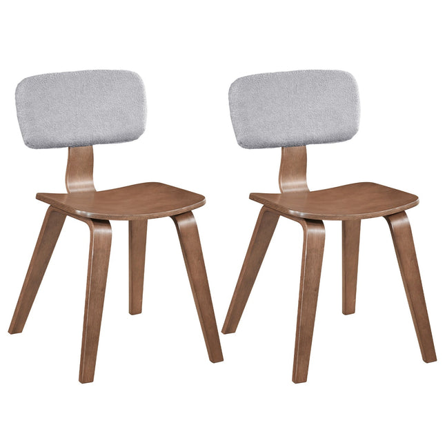 Set of 2 Rubber Wood Dining Room Chairs with Teddy Velvet Padded Backrest