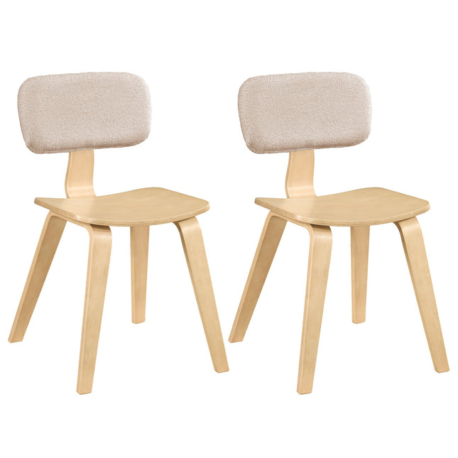 Set of 2 Rubber Wood Dining Room Chairs with Teddy Velvet Padded Backrest