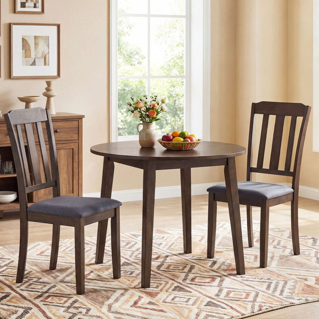 Set of 2 Rubber Wood Dining Room Chairs with Comfortable Backrest