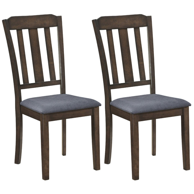 Set of 2 Rubber Wood Dining Room Chairs with Comfortable Backrest