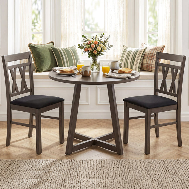 Upholstered Dining Chairs Set of 2 - Linen Style Gray