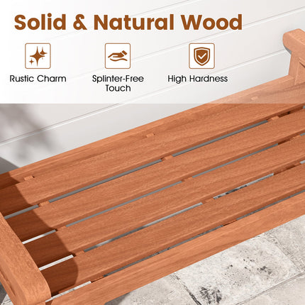 Solid Wood Backless Garden Bench Set with Support Handles