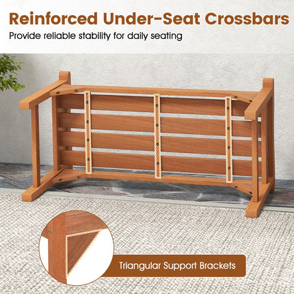 Solid Wood Backless Garden Bench Set with Support Handles