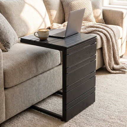 C-Shaped Side Table Set of 2 with Wood-Plastic Top