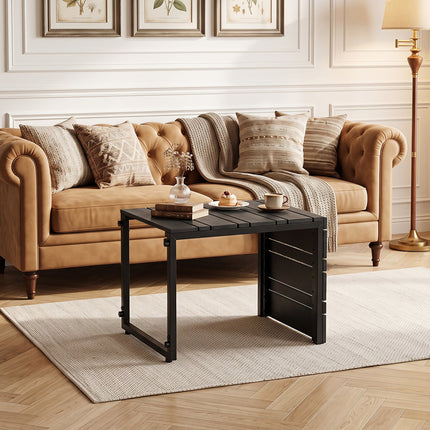 C-Shaped Side Table Set of 2 with Wood-Plastic Top
