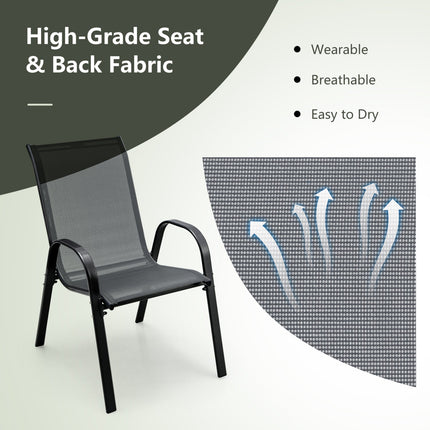 Set of 2 Stackable Patio Dining Chairs Set with Armrest