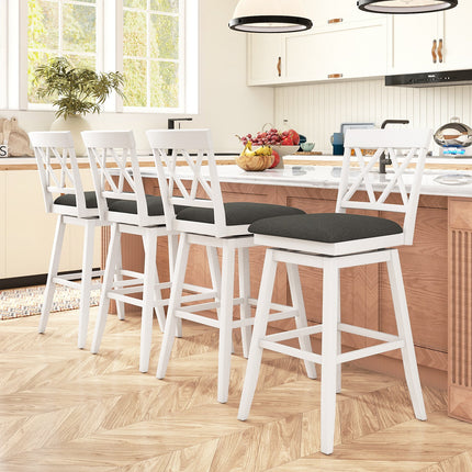 Set of 2 Swivel Bar Stools Counter Height Barstools with Backrest Upholstered Seat Cushion