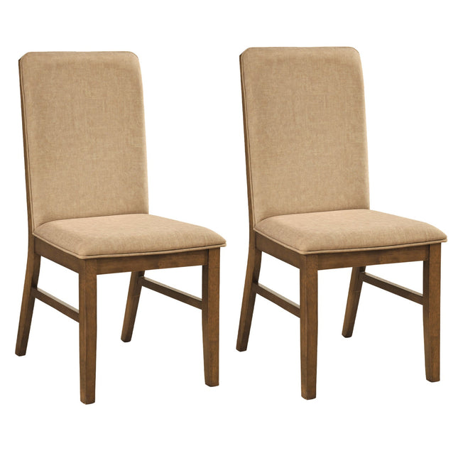 Set of 2 Upholstered Dining Chairs with Solid Rubber Wood Legs