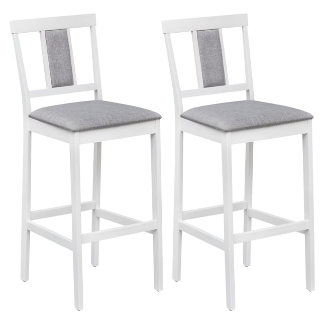Set of 2 Upholstered Barstool 29.5 Inch Bar Height with Solid Rubber Wood Frame