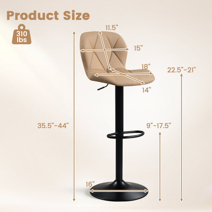 Swivel Bar Stools Set of 2 with Adjustable Height