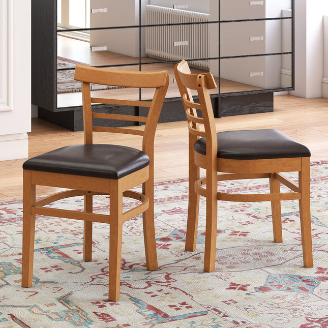 Set of 2 Wooden Dining Chair with Rubber Wood Legs for Restaurant